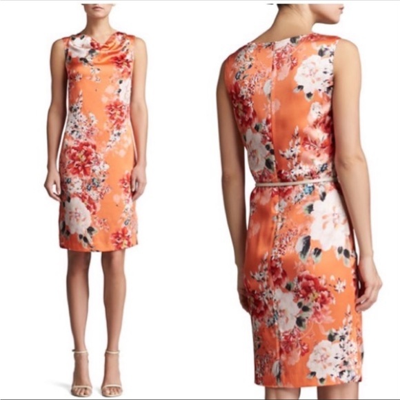 ST. JOHN Chrysanthemum Silk Shift Dress Size: 10 - Picture 6 of 6